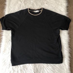 Vintage black shirt sleeve blouse, XL